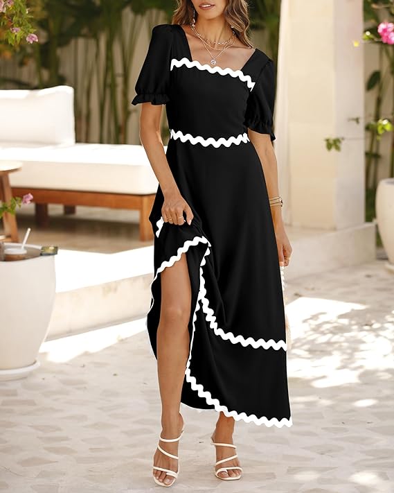Robes Longues à Manches Bouffantes Femmes