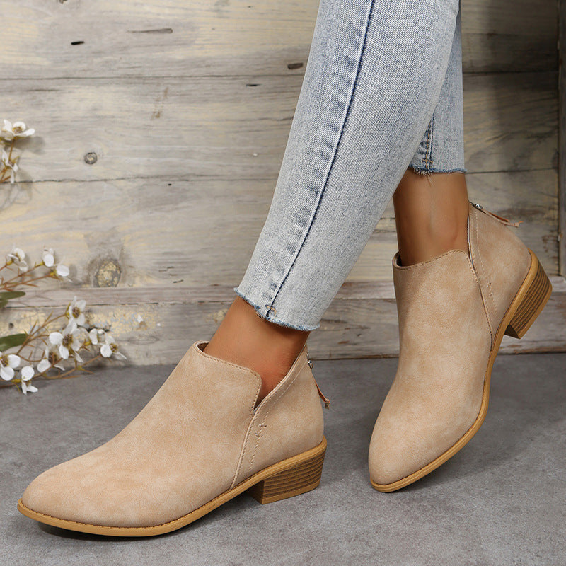 Bottes Martin en Daim Femmes à Bout Pointu Talon Epais