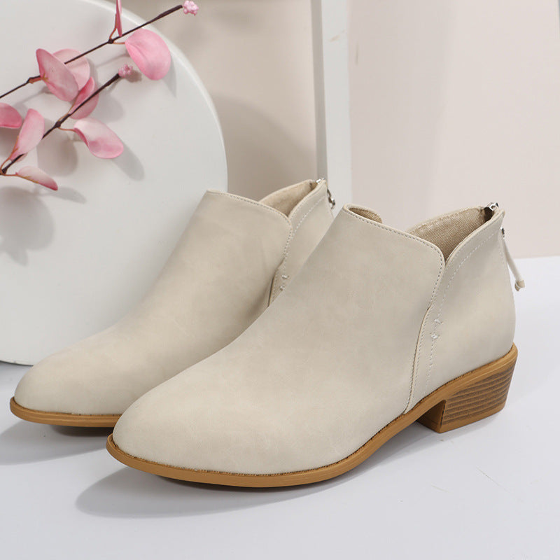 Bottes Martin en Daim Femmes à Bout Pointu Talon Epais