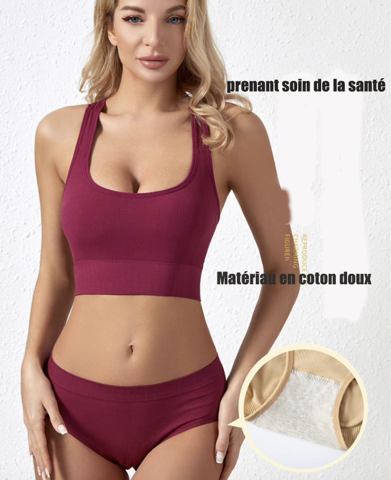 Soutien-gorge de sport push-up sans fil pour femmes Ensemble de soutien-gorge confortable et brassière assortie pour les vêtements de yoga- BH37