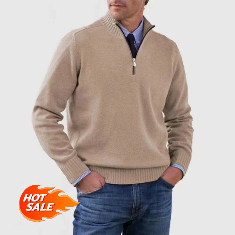 🎉Vente brûlante du vendredi noir 🔥 Pull basique en cachemire zippé pour hommes, chaud et confortable (MY01)
