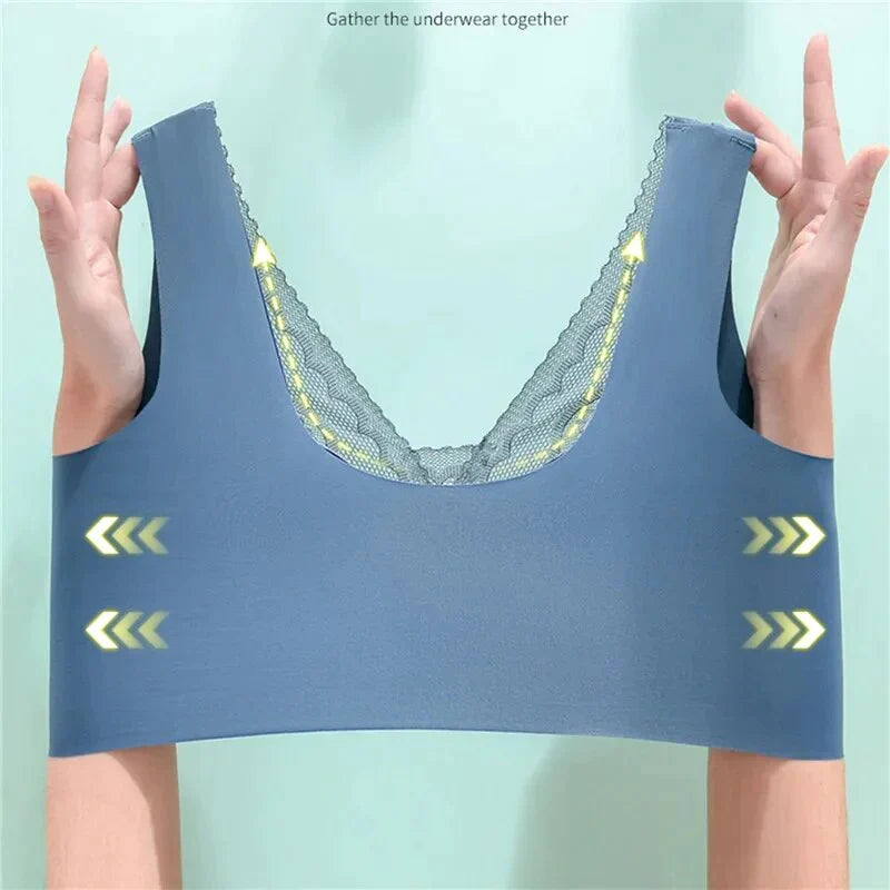 🔥Promotion de printemps chaude!🔥 Soutien-gorge pour femmes à bonnets fixes, froncé, avec poitrine enveloppée, sans baleine en acier-BH62