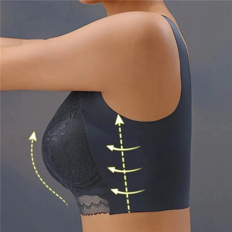 🔥Promotion de printemps chaude!🔥 Soutien-gorge pour femmes à bonnets fixes, froncé, avec poitrine enveloppée, sans baleine en acier-BH62