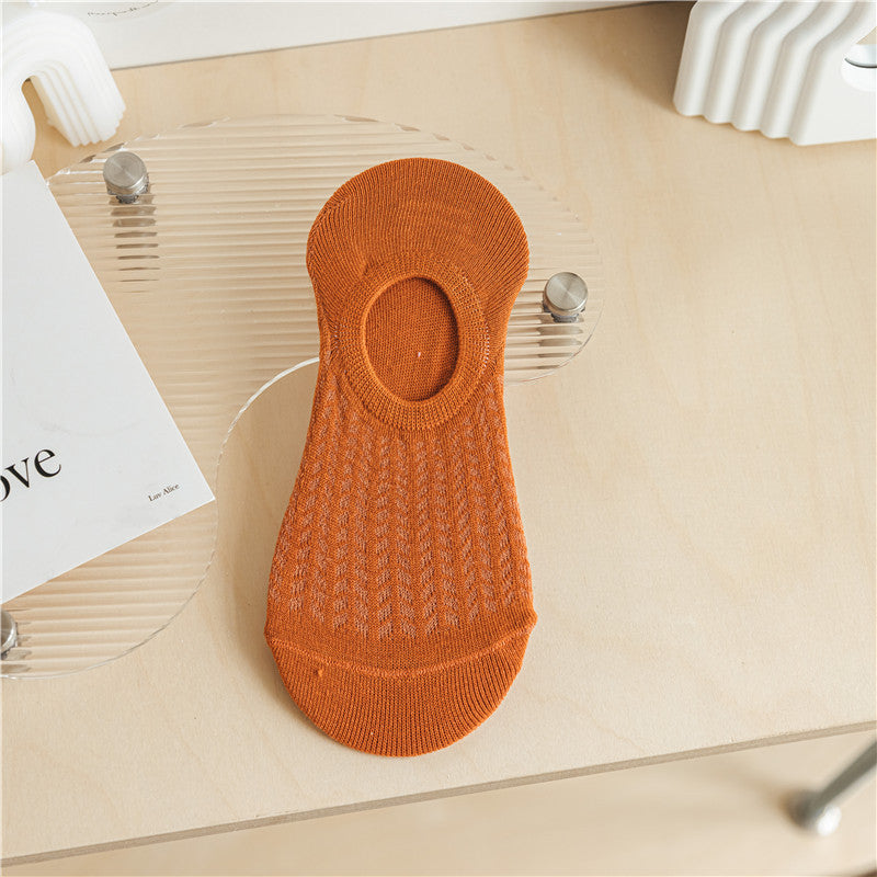 Chaussettes pour femmes SO02 : Coupe fine, embout plat, antidérapantes, ne glissent pas, respirantes, climatisées, en maille.