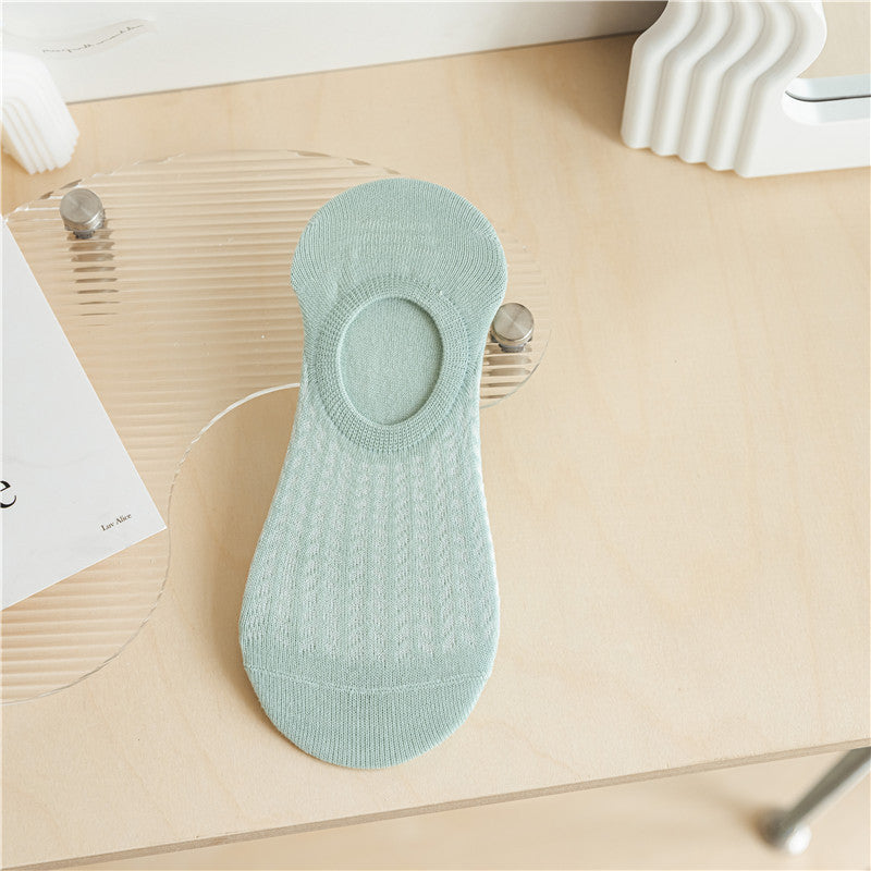 Chaussettes pour femmes SO02 : Coupe fine, embout plat, antidérapantes, ne glissent pas, respirantes, climatisées, en maille.