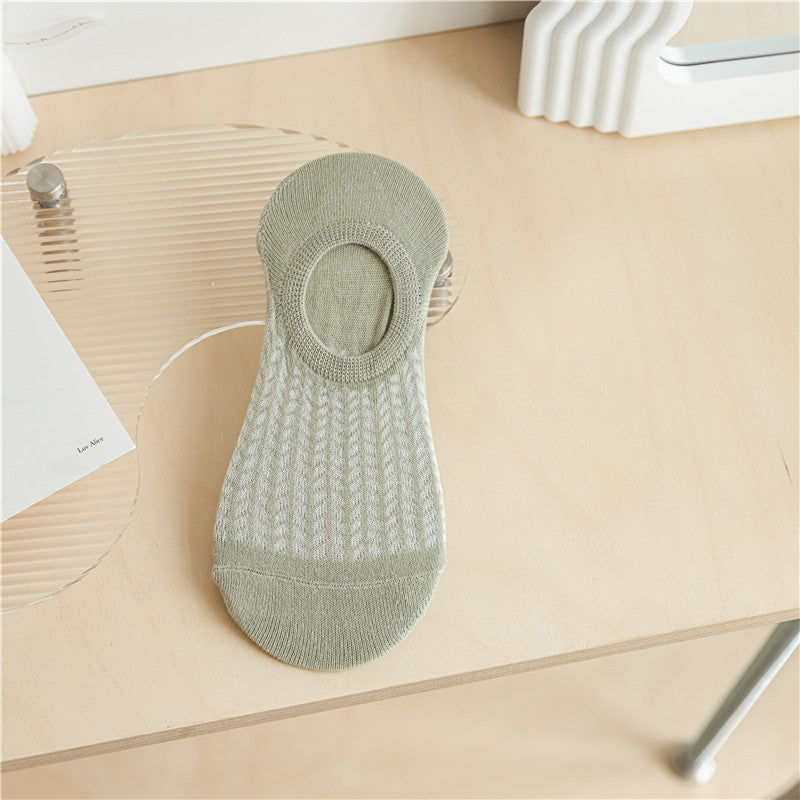 Chaussettes pour femmes SO02 : Coupe fine, embout plat, antidérapantes, ne glissent pas, respirantes, climatisées, en maille.