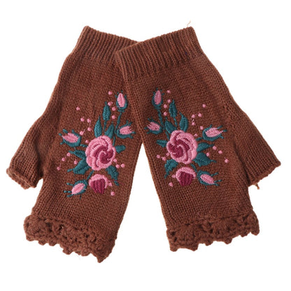 Botma Gants brodés en laine tricotés à la main