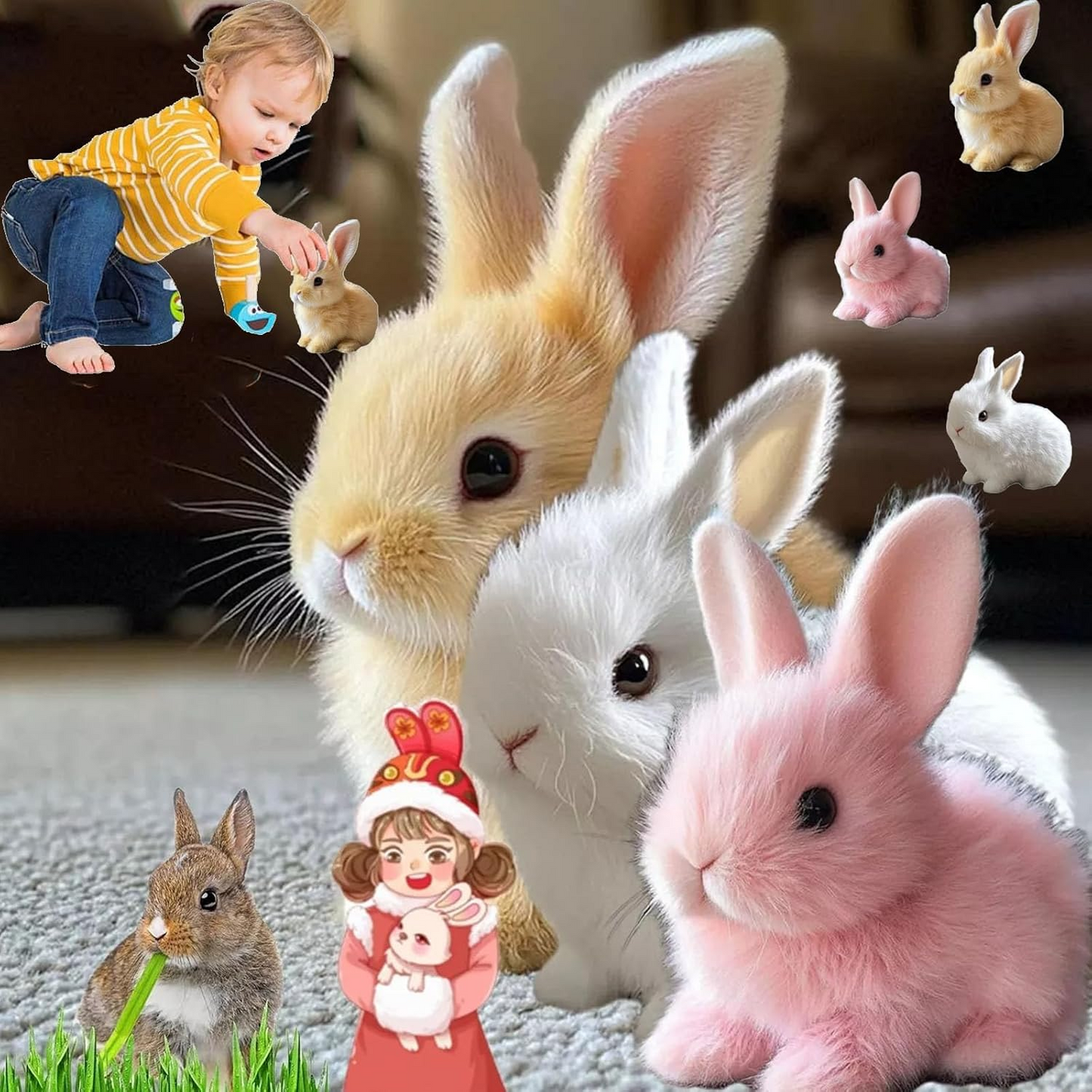 Botma Jouet en peluche de simulation pour enfants BunnyBuddy