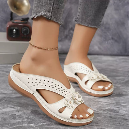 Botma Sandales pour femmes avec décoration florale et support de voûte plantaire
