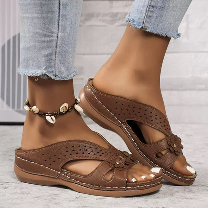 Botma Sandales pour femmes avec décoration florale et support de voûte plantaire