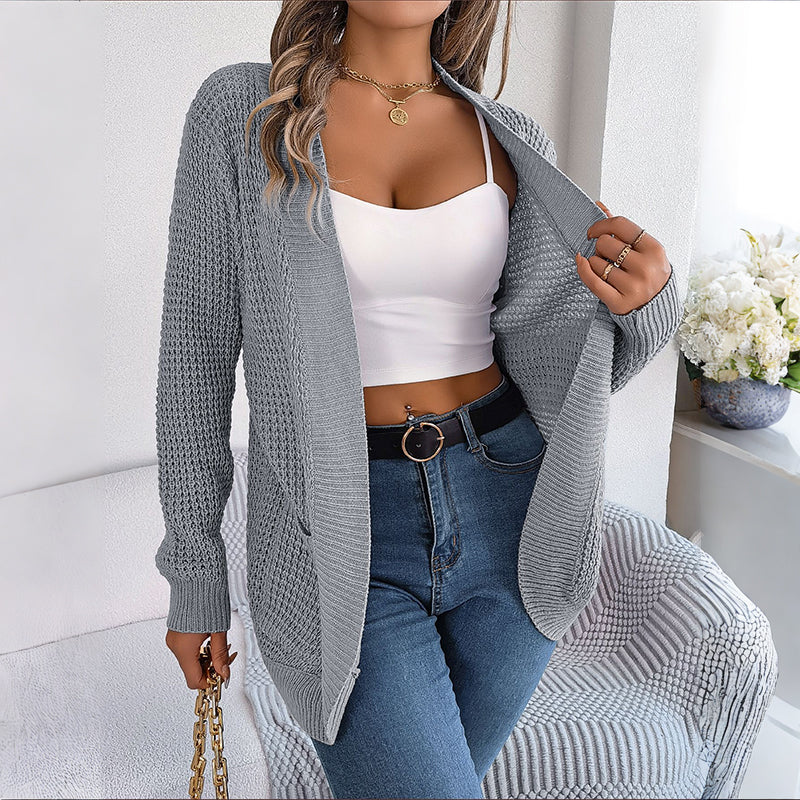 Veste pull tricotée à manches longues, automne et hiver 2024