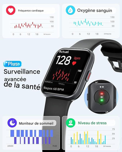 Montre connectée avec suivi de la glycémie et du rythme cardiaque