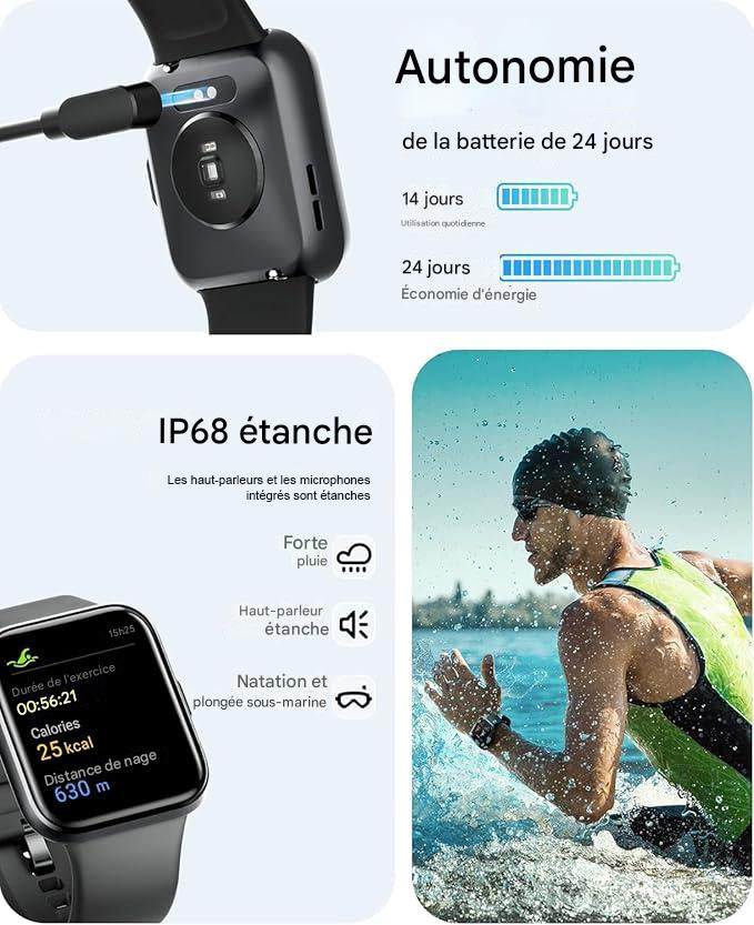 Montre connectée avec suivi de la glycémie et du rythme cardiaque