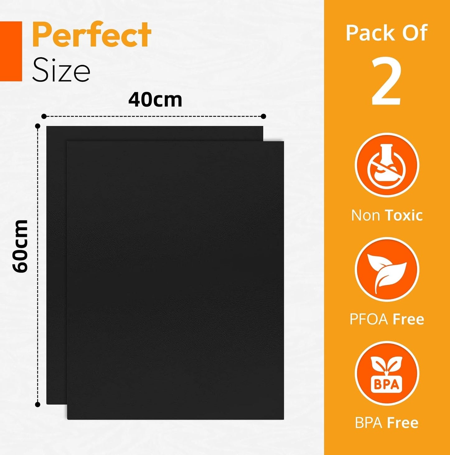 2 PCS Tapis de Revêtements de Four en Téflon Tapis pour BBQ Epais et Résistants sans BPA ni PFOA pour Fond des Fours Electriques, des Fours à Gaz, des Micro-Ondes et des Grils à Charbon de Bois ou à Gaz