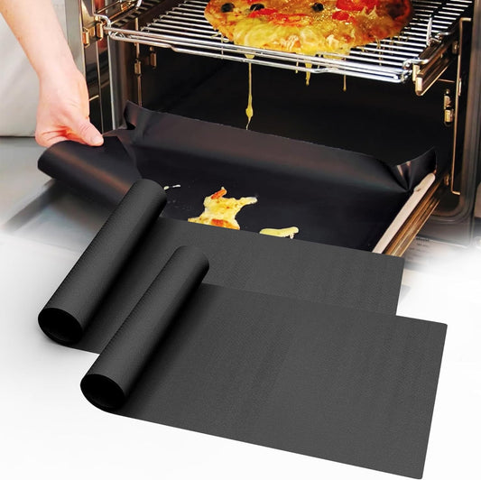2 PCS Tapis de Revêtements de Four en Téflon Tapis pour BBQ Epais et Résistants sans BPA ni PFOA pour Fond des Fours Electriques, des Fours à Gaz, des Micro-Ondes et des Grils à Charbon de Bois ou à Gaz