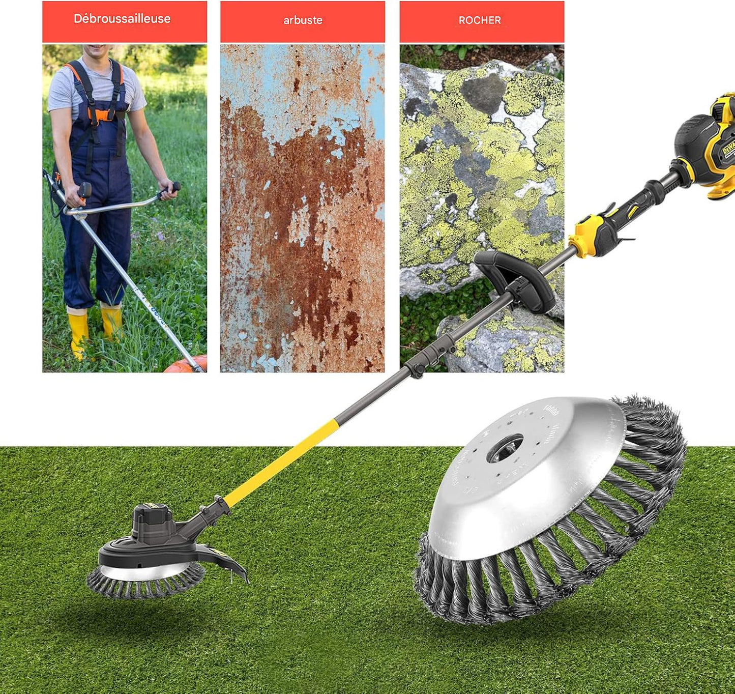 Botma Tête de Coupe Universelle de Jardin à 6 Lames en Acier(Accessoires offerts)