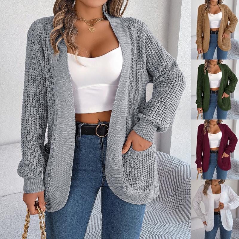 Veste pull tricotée à manches longues, automne et hiver 2024