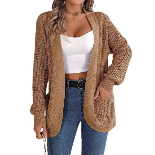 Veste pull tricotée à manches longues, automne et hiver 2024
