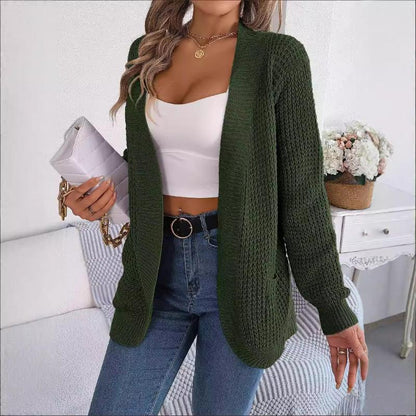 Veste pull tricotée à manches longues, automne et hiver 2024