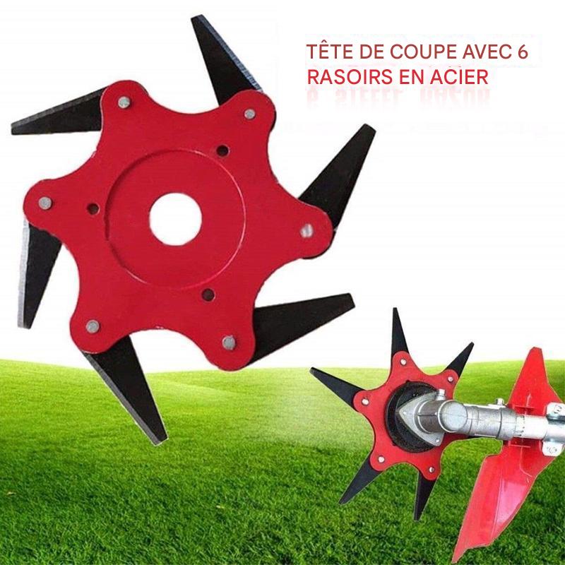Botma Tête de Coupe Universelle de Jardin à 6 Lames en Acier(Accessoires offerts)