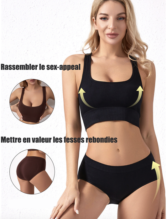 Soutien-gorge de sport push-up sans fil pour femmes Ensemble de soutien-gorge confortable et brassière assortie pour les vêtements de yoga- BH37