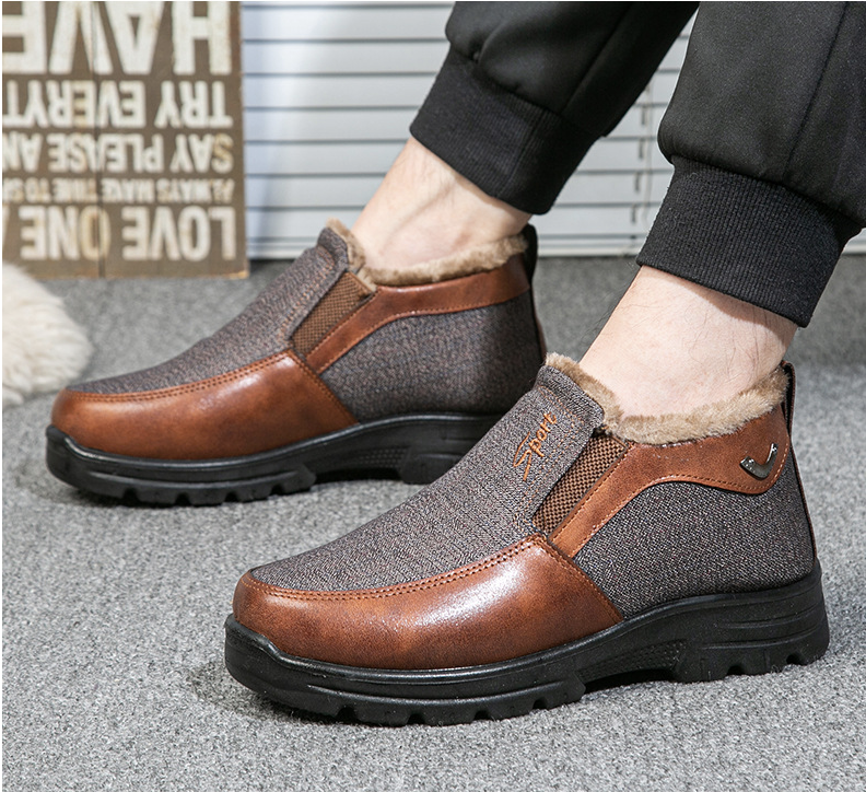 Chaussures d'hiver épaisses et Chaudes en Coton pour Hommes-W093