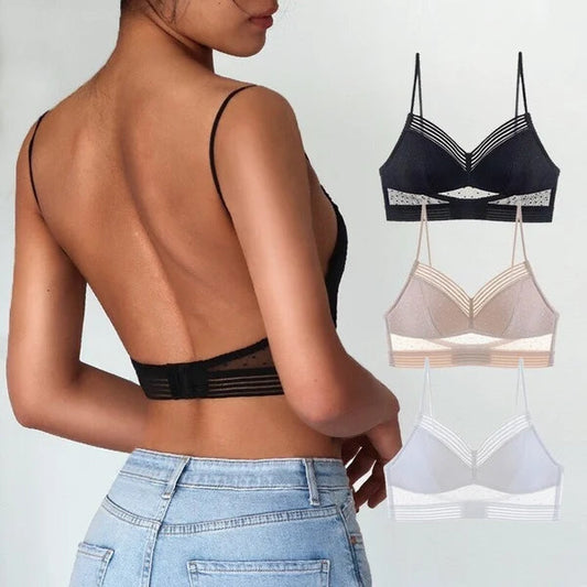 Soutien-gorge en dentelle sans fil avec dos bas et push-up - BH09