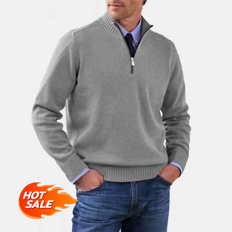 🎉Vente brûlante du vendredi noir 🔥 Pull basique en cachemire zippé pour hommes, chaud et confortable (MY01)