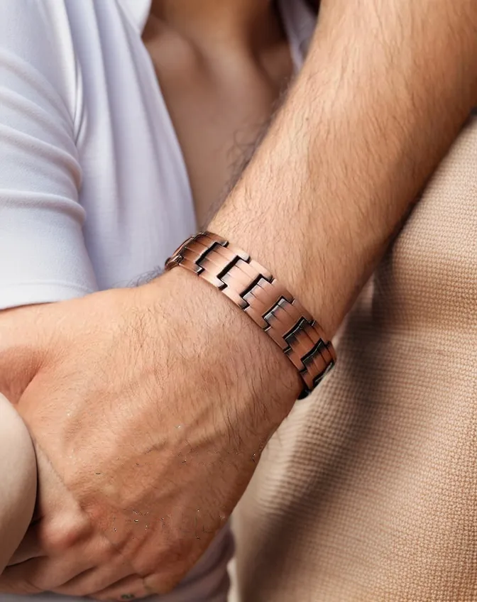 Bracelet magnétique en cuivre de traitement puissant pour hommes-BT091