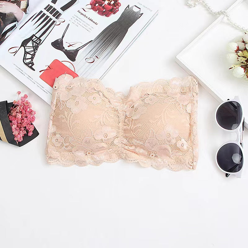 "Soutien-gorge bandeau en dentelle sans couture pour femmes, haut de tube superposé, soutien-gorge sans bretelles(BH22)