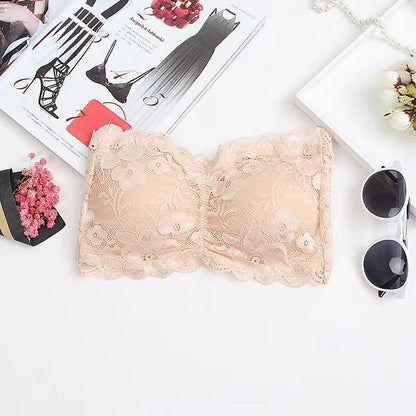 "Soutien-gorge bandeau en dentelle sans couture pour femmes, haut de tube superposé, soutien-gorge sans bretelles(BH22)