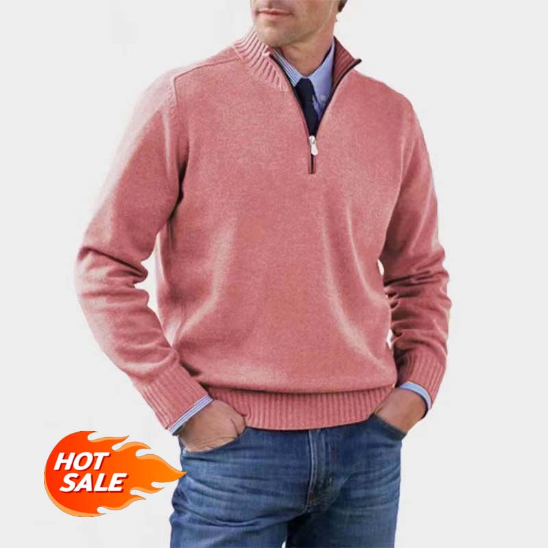 🎉Vente brûlante du vendredi noir 🔥 Pull basique en cachemire zippé pour hommes, chaud et confortable (MY01)