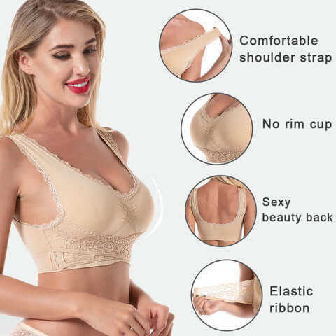 Soutien-gorge push-up sans couture avec boucle latérale croisée à l'avant - BH06