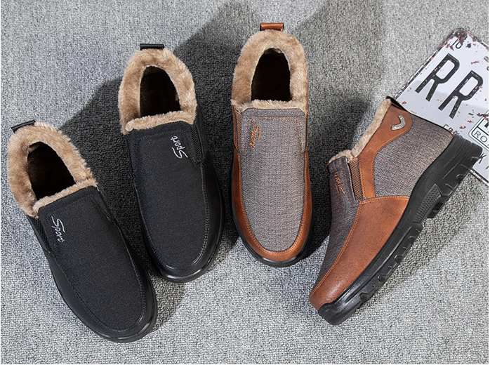 Chaussures d'hiver épaisses et Chaudes en Coton pour Hommes-W093
