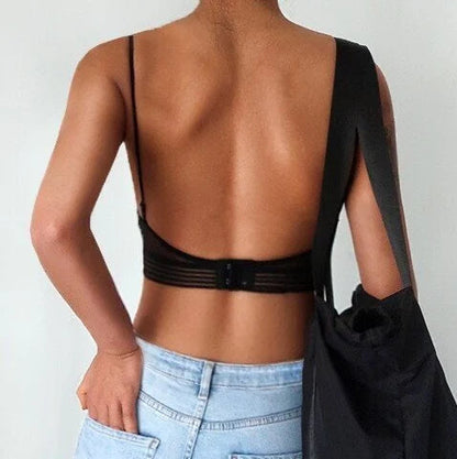 Soutien-gorge en dentelle sans fil avec dos bas et push-up - BH09