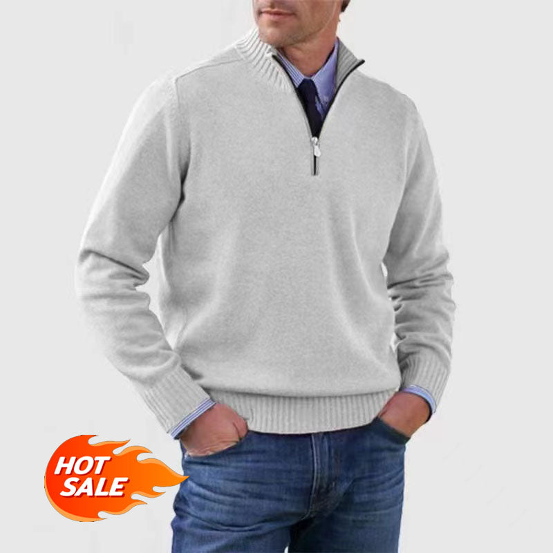 🎉Vente brûlante du vendredi noir 🔥 Pull basique en cachemire zippé pour hommes, chaud et confortable (MY01)