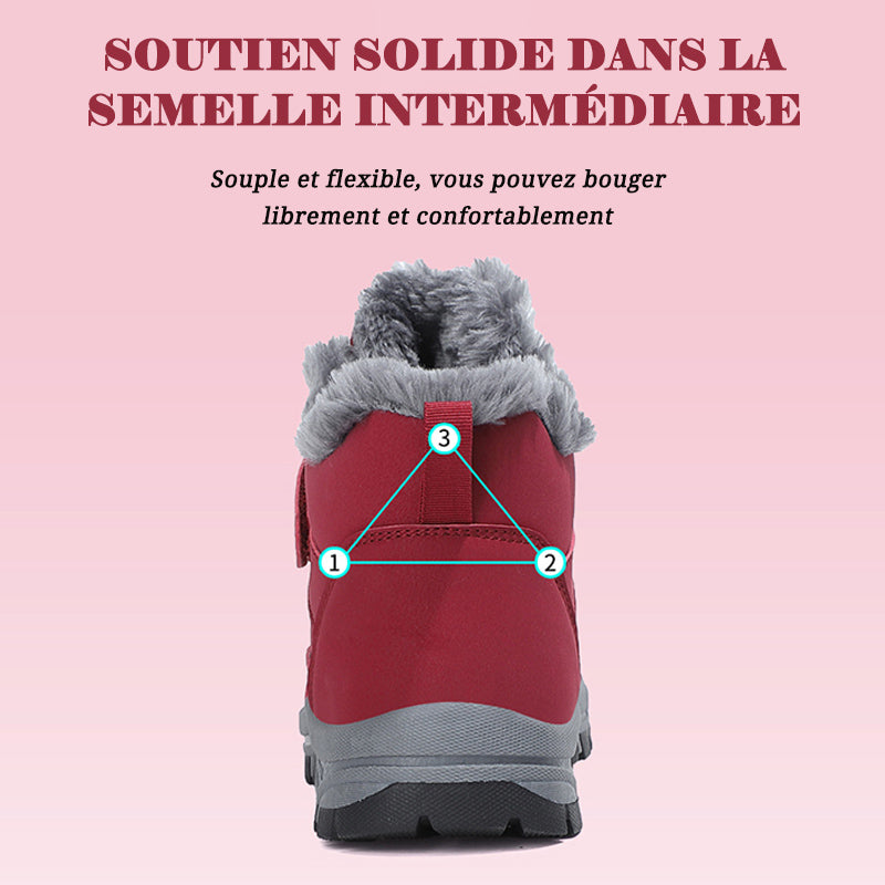 (+5℃🔥)Bottes de neige pour sports d'extérieur en polaire imperméable W088