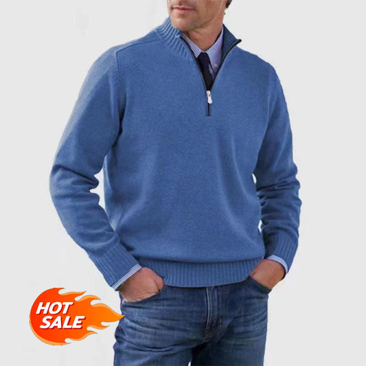 🎉Vente brûlante du vendredi noir 🔥 Pull basique en cachemire zippé pour hommes, chaud et confortable (MY01)