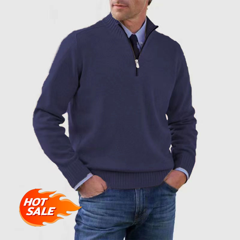 🎉Vente brûlante du vendredi noir 🔥 Pull basique en cachemire zippé pour hommes, chaud et confortable (MY01)