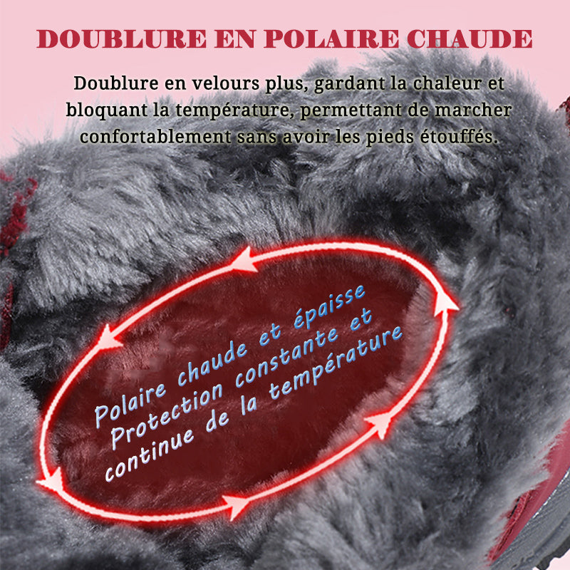 (+5℃🔥)Bottes de neige pour sports d'extérieur en polaire imperméable W088