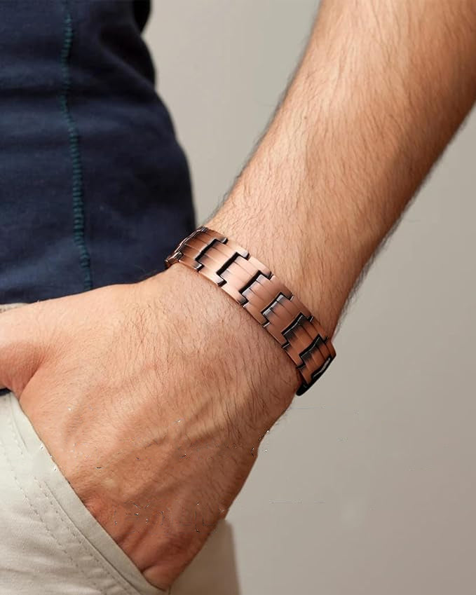 Bracelet magnétique en cuivre de traitement puissant pour hommes-BT091