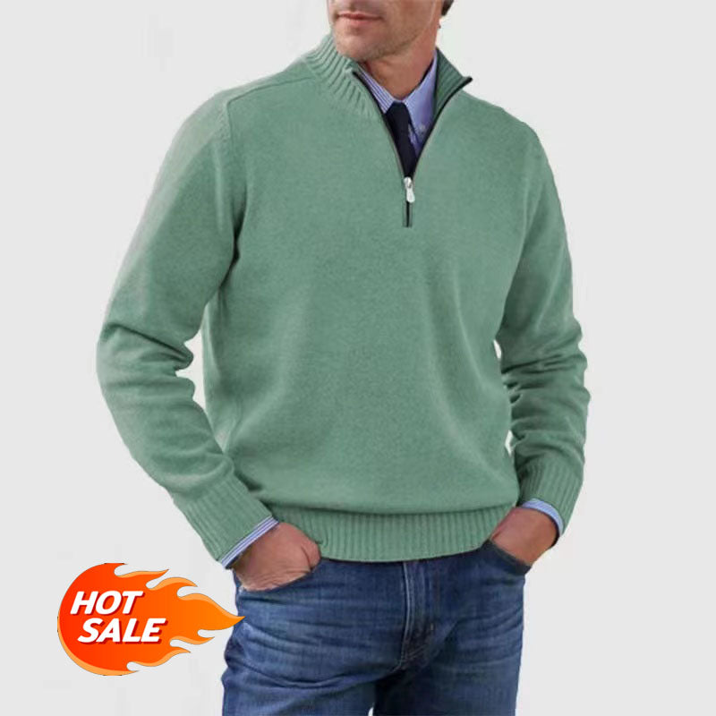 🎉Vente brûlante du vendredi noir 🔥 Pull basique en cachemire zippé pour hommes, chaud et confortable (MY01)