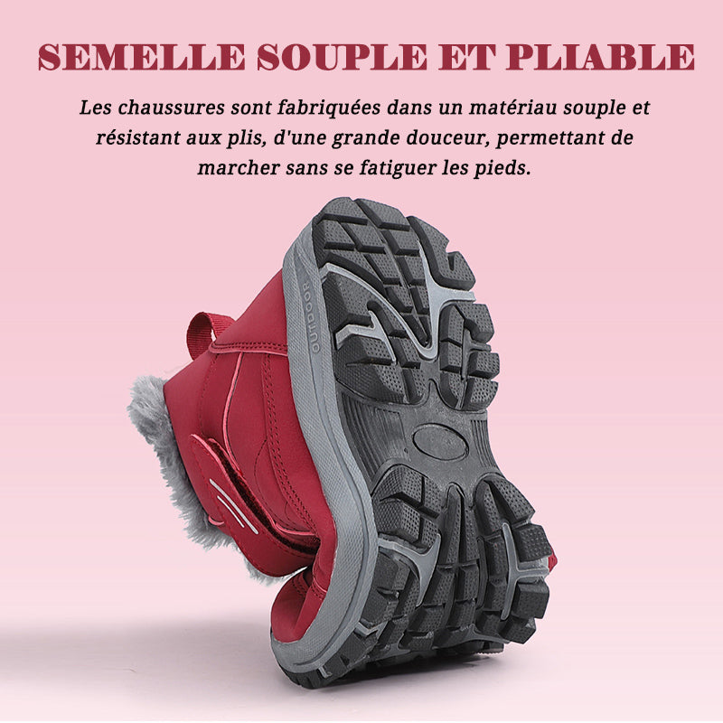 (+5℃🔥)Bottes de neige pour sports d'extérieur en polaire imperméable W088