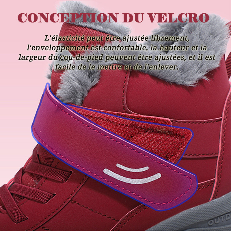 (+5℃🔥)Bottes de neige pour sports d'extérieur en polaire imperméable W088