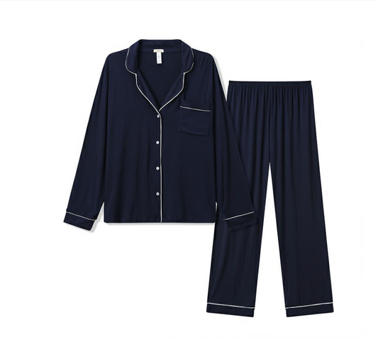 Ensemble pyjama long en modal，Ensembles de pyjama pour femmes à manches longues et fermeture boutonnée, vêtements de nuit doux, ensembles de détente-SH28
