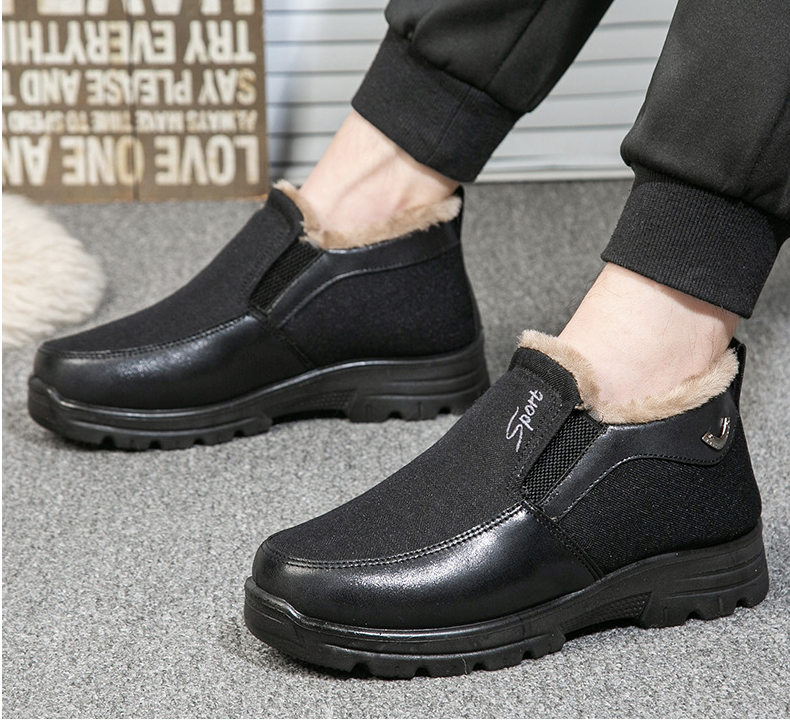 Chaussures d'hiver épaisses et Chaudes en Coton pour Hommes-W093