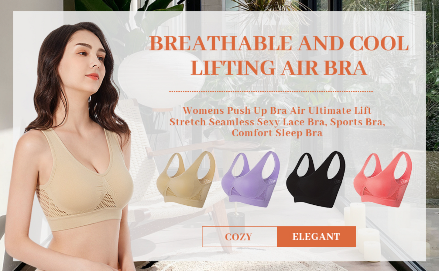 Soutien-gorge respirant Cool Lift Up Air - Soutien-gorge d'air - Soutien-gorge de confort de refroidissement perméable à l'air sans fil sans couture pour femmes- BH35BH35