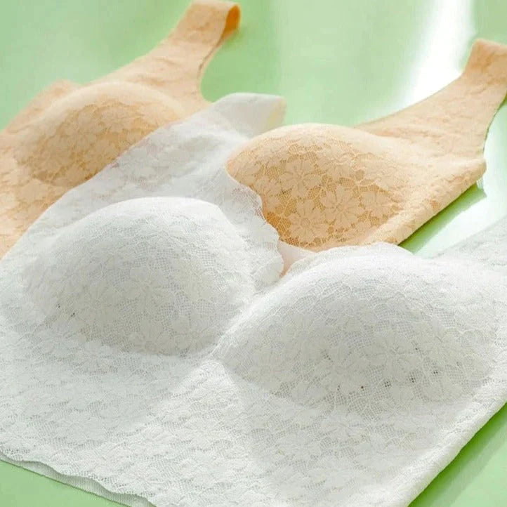 Soutien-gorge en dentelle sans couture grande taille pour femme avec coussinets respirants et amovibles-BH82