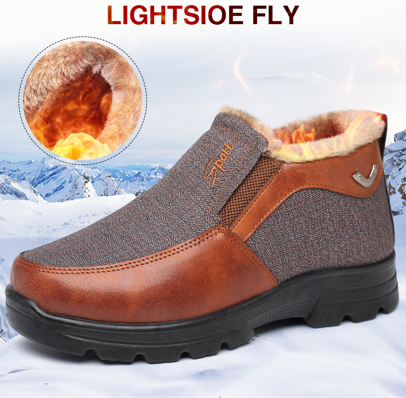 Chaussures d'hiver épaisses et Chaudes en Coton pour Hommes-W093