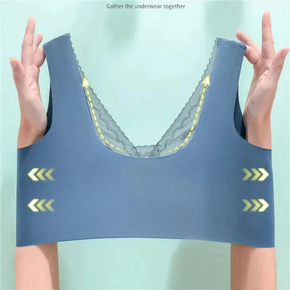 🔥Promotion de printemps chaude!🔥 Soutien-gorge pour femmes à bonnets fixes, froncé, avec poitrine enveloppée, sans baleine en acier-BH62
